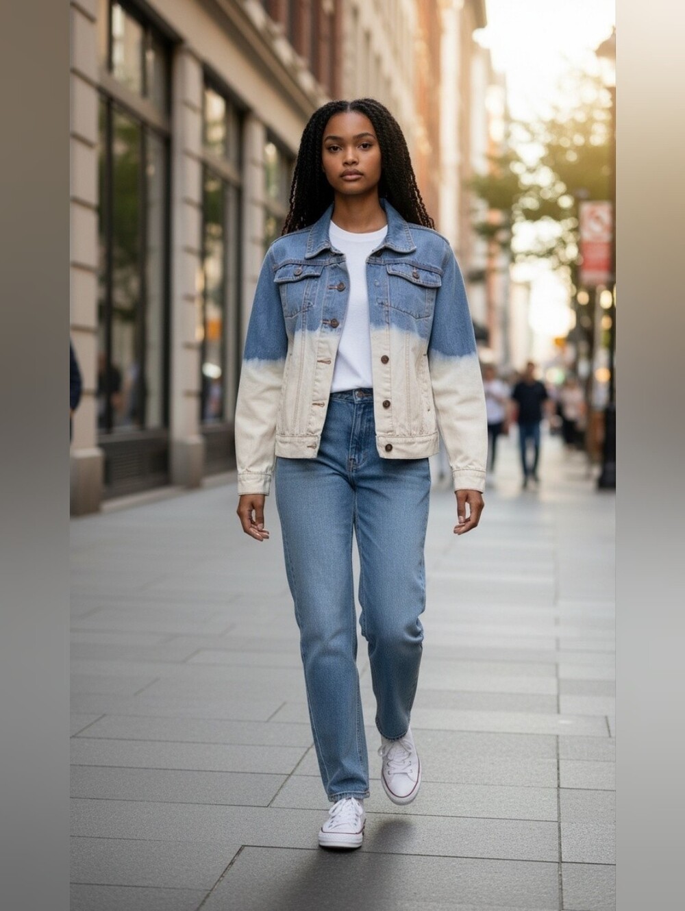 LUE Distressed Bleached Denim Jacket Misses Size Small